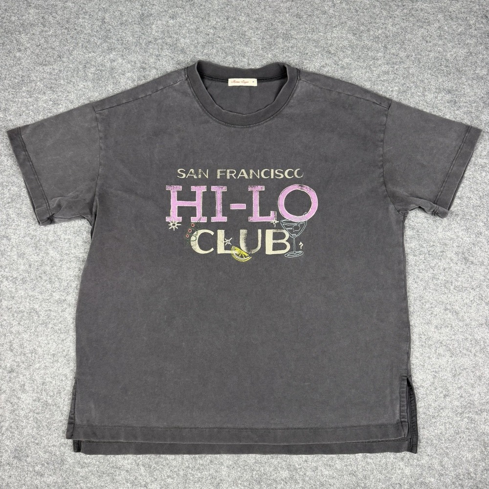 Marine Layer San Francisco Hi-Lo Club Graphic T Shirt Grey Pink Cocktail Medium